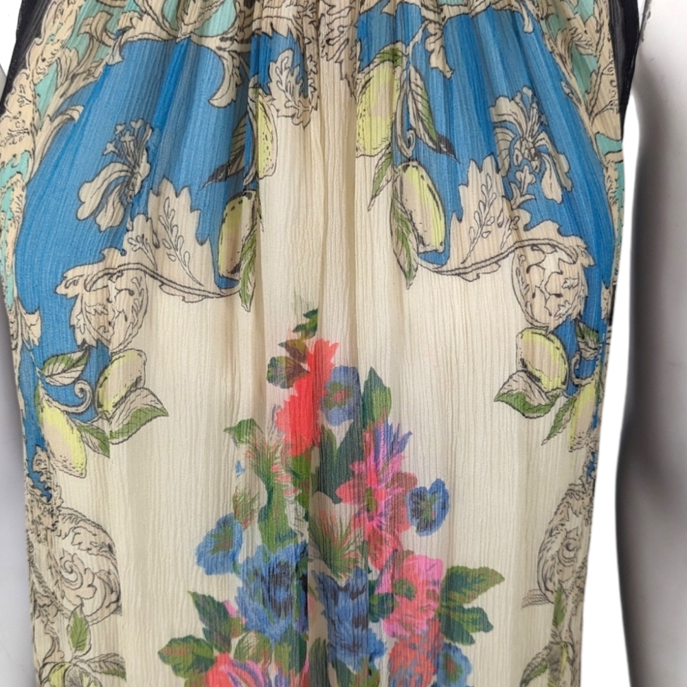 Anthropologie Moulinette Soeurs Silk Trapeze Swing Dress Womens 2 Floral Black - Picture 7 of 16